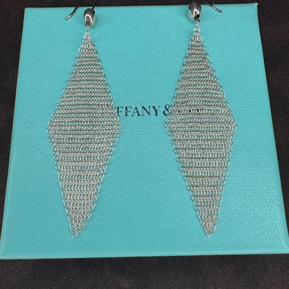 NOW LOWER PRICE Vintage Tiffany & Co Mesh Scarf Elsa Peretti Earrings
